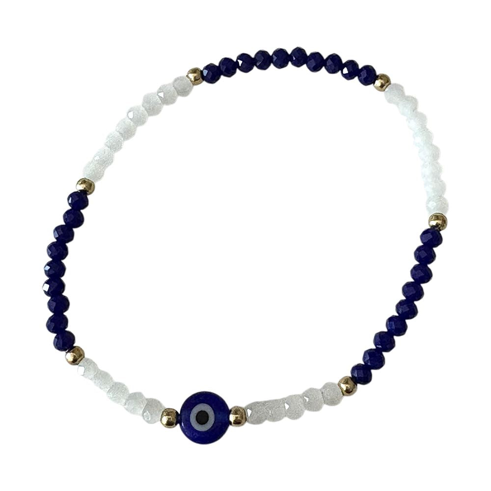 Faceted Glass Bracelet with Evil Eye