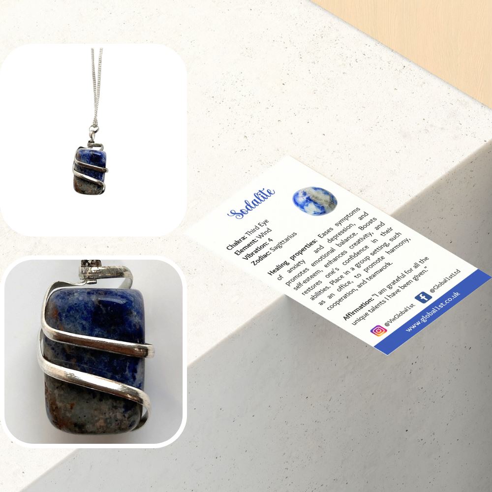 Tumbled Stone Wire Wrap Pendant, 2-3cm