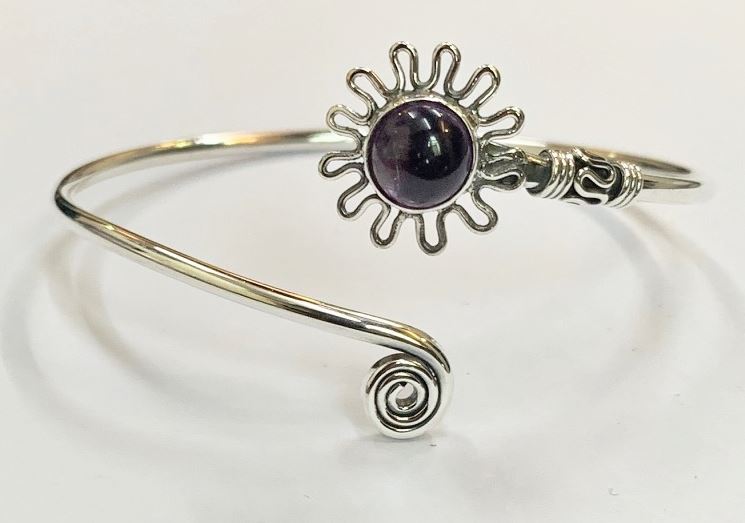 Silver Plated Adjustable Daisy Spiral Cuff Bangle