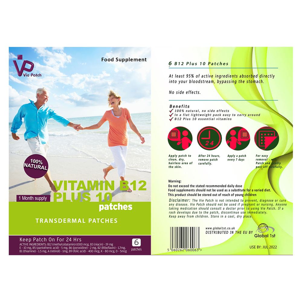 Vitamin B12 Plus 10 Transdermal Patches, 6 Transdermal Patches