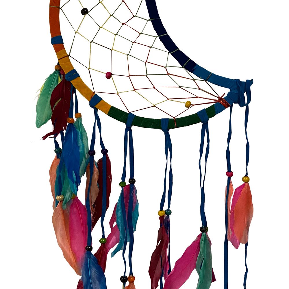 Crescent Dream Catcher, Feathers & Capiz, 27cm, Rainbow - image 11