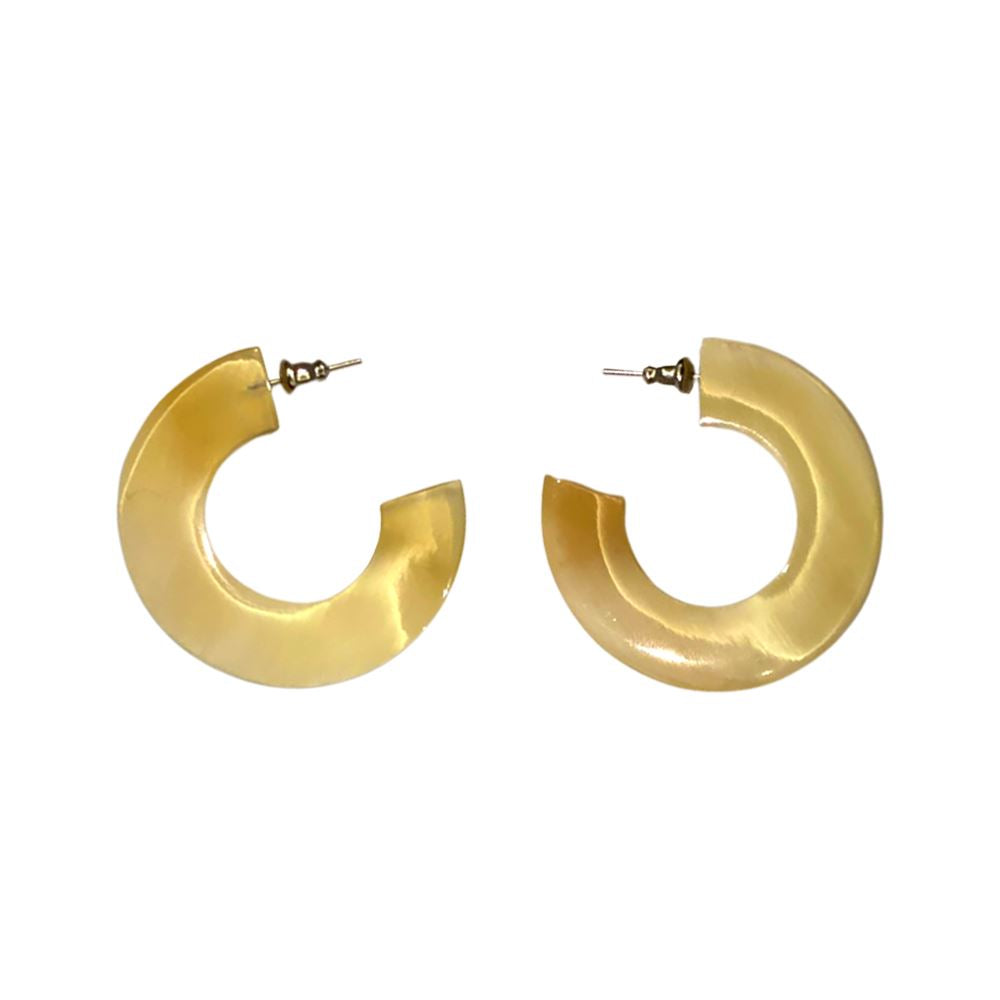 Boho Buffalo Horn Earrings, Lacquered, Hoop