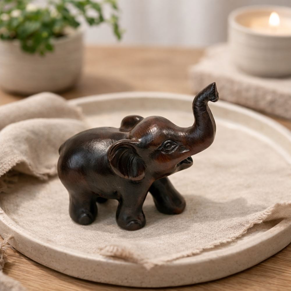 Wooden Elephant Figurine, Assorted Design, 5-6cm