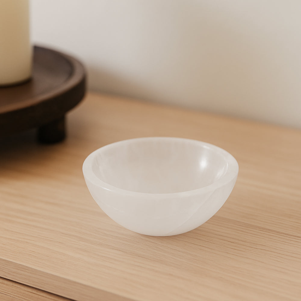Selenite Bowl, Round, 10x3cm
