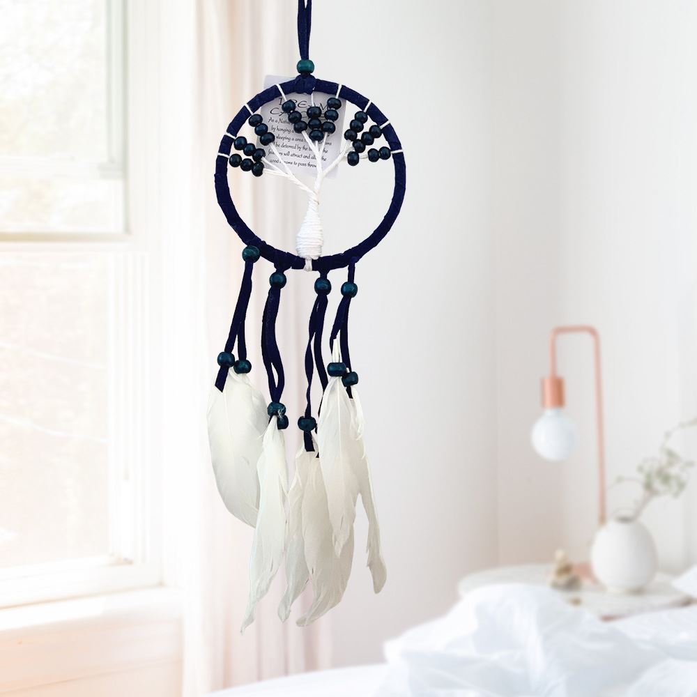 Tree of Life Dream Catcher, 9cm, Blue