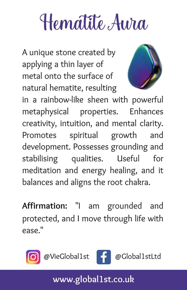 Display Case with 36 Rings, Assorted Sizes, Aura Hematite