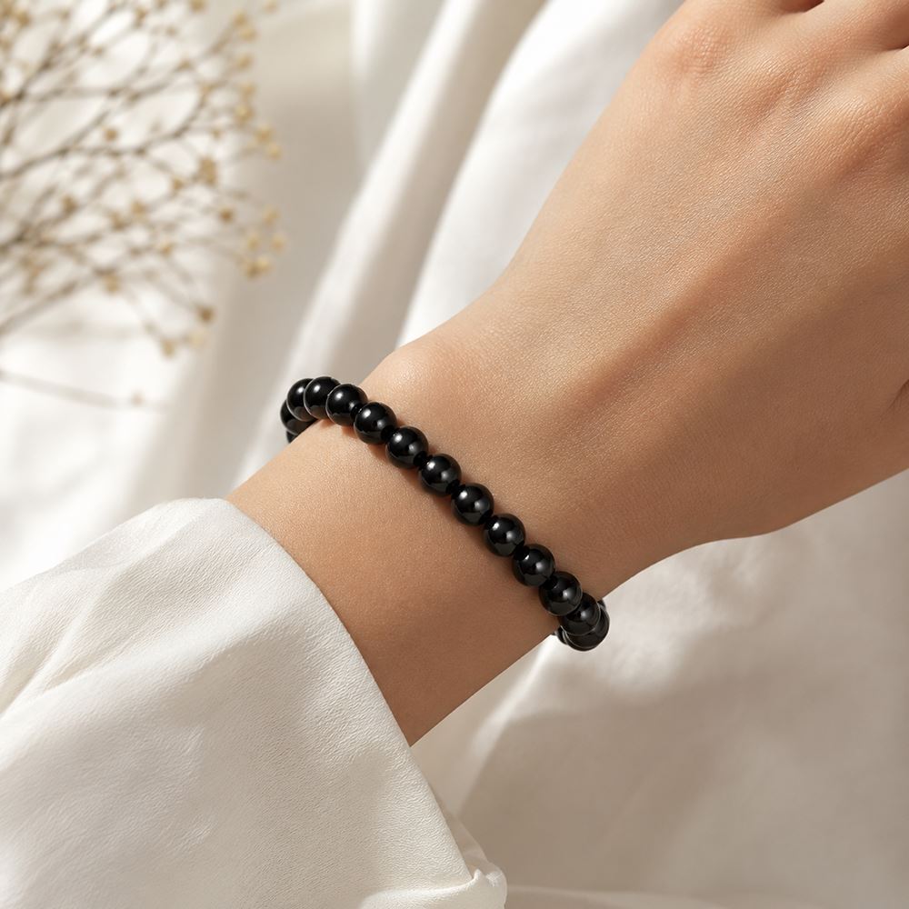 AAA Crystal Bracelet, 6mm, Black Tourmaline