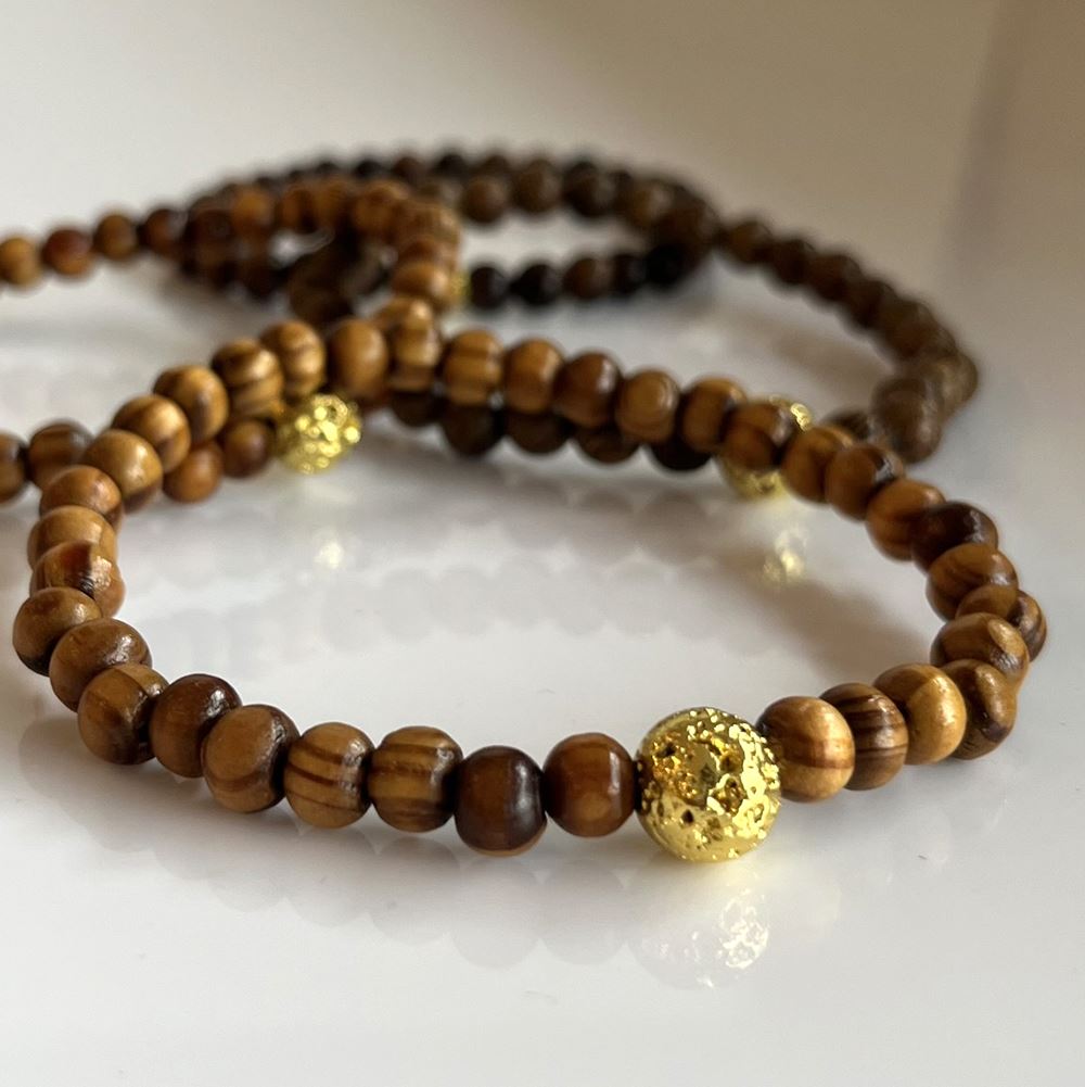 Wood and Electroplated Lava Stone Diffuser Bracelet