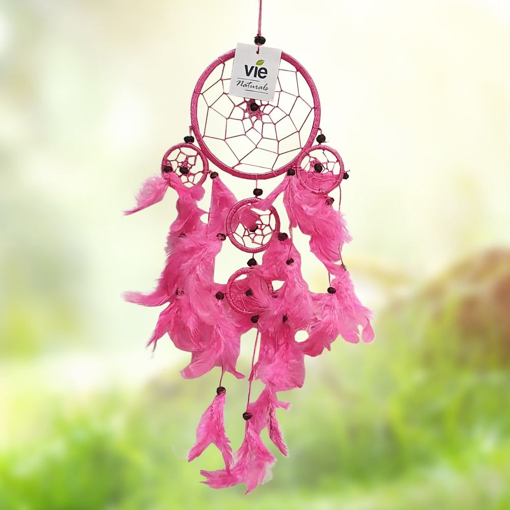 Dream Catcher, 11cm Ring with 4 Smaller Rings, Pink - image 4