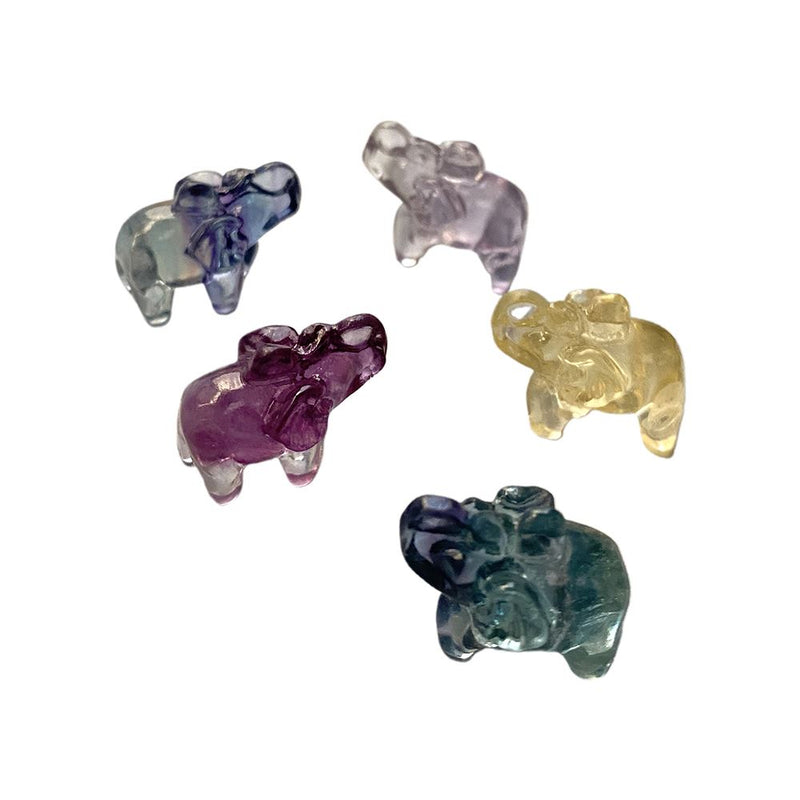 Rainbow Fluorite Mini Elephant, 1.5x1cm