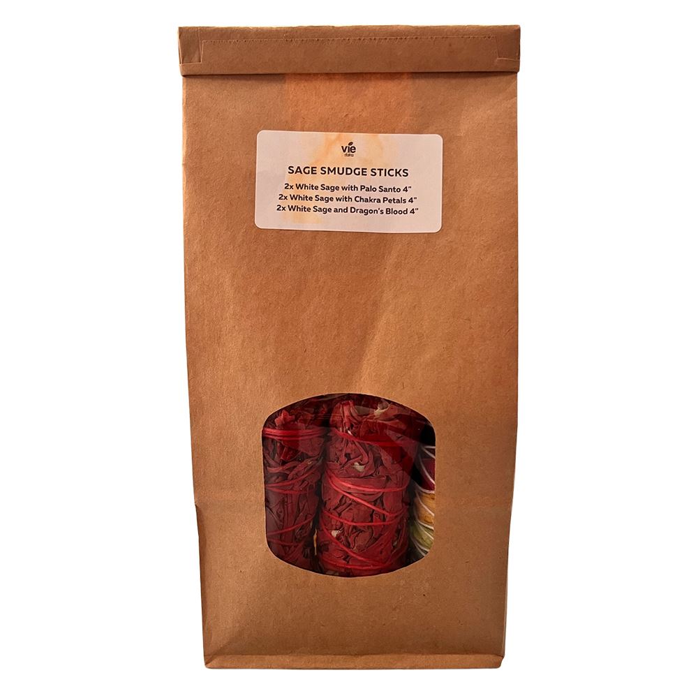 2x Palo Santo White Sage 4" Smudge Sticks, 2x Chakra Petals White Sage 4" Smudge Sticks, 2x Dragon's Blood White Sage 4" Smudge Sticks