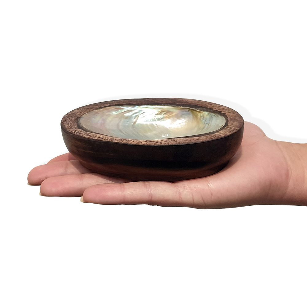 Sono Wood with Capiz Inlay Oval Dipping Bowl, 12cm