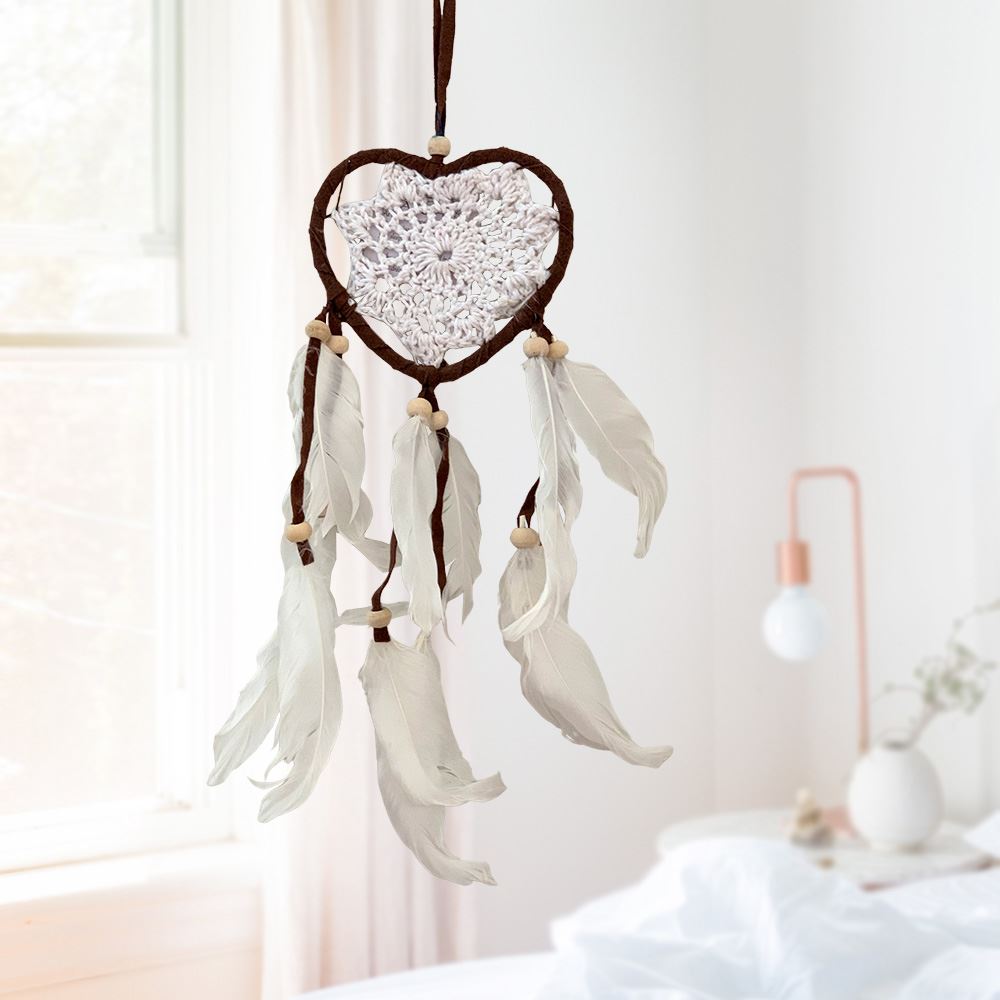 Heart Dream Catcher, 9cm, Brown