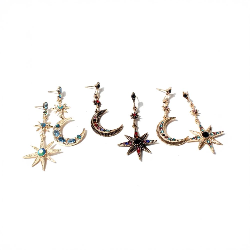 Star & Moon Drop Earrings