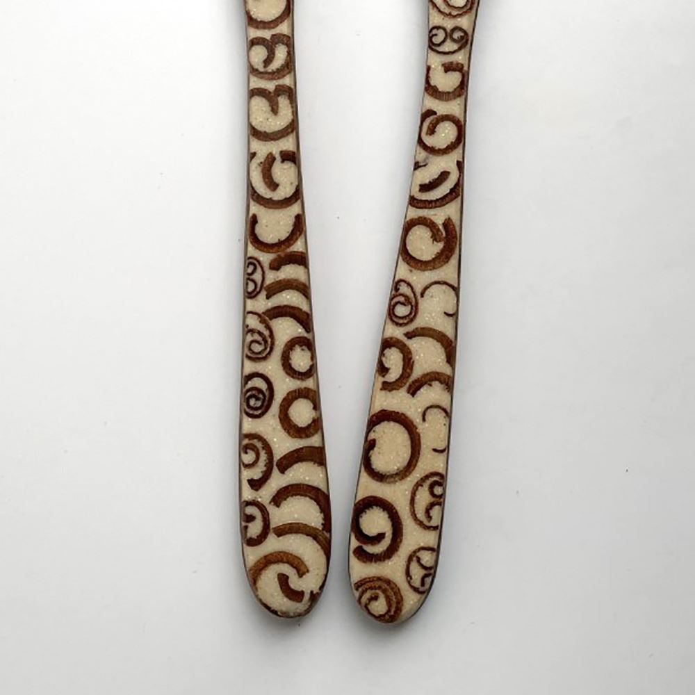 Salad Servers, Coconut Wood with Cinnamon Inlay, 30x7cm