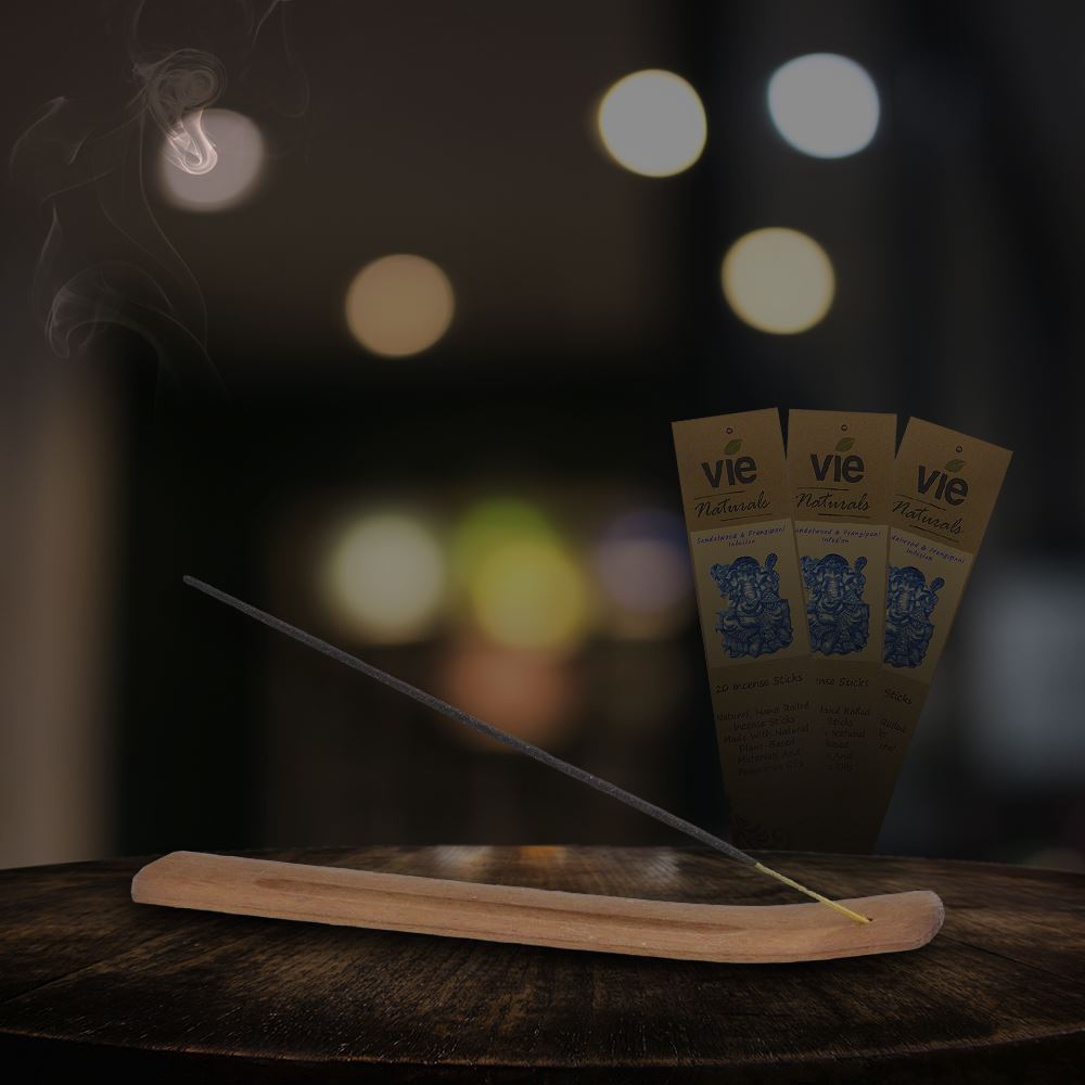 Premium Incense Sticks, Sandalwood & Frangipani Infusion (20x3 Packs) with Incense Holder