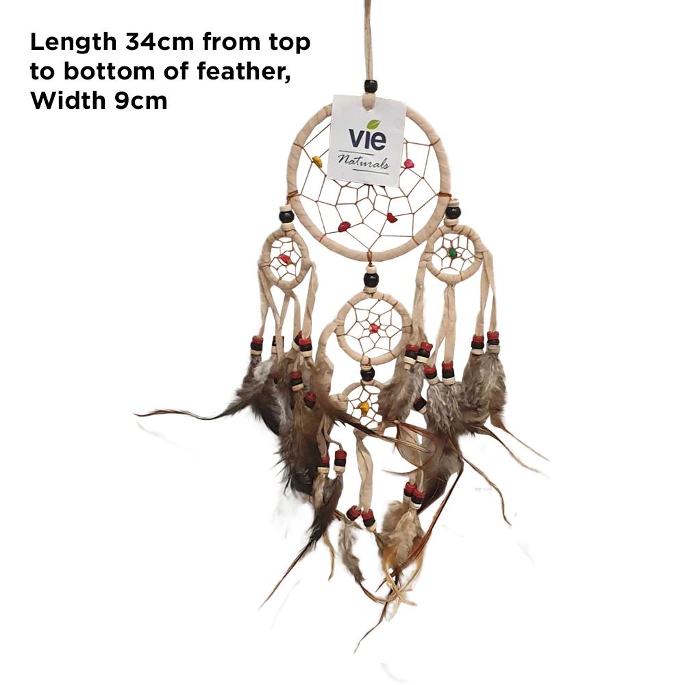 Dream Catcher, 9cm Ring with 4 Smaller Rings, Natural