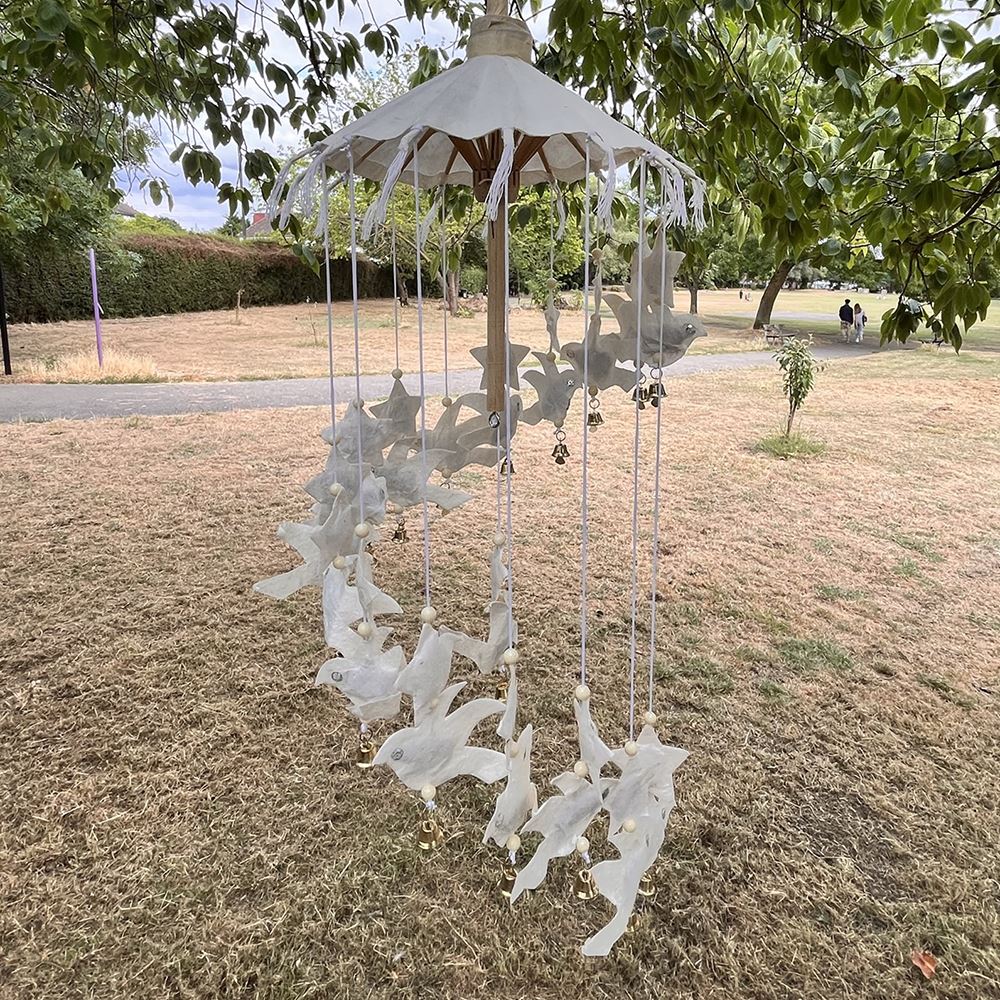 Handmade Mulberry Paper White Stars Mobile, 50x20cm