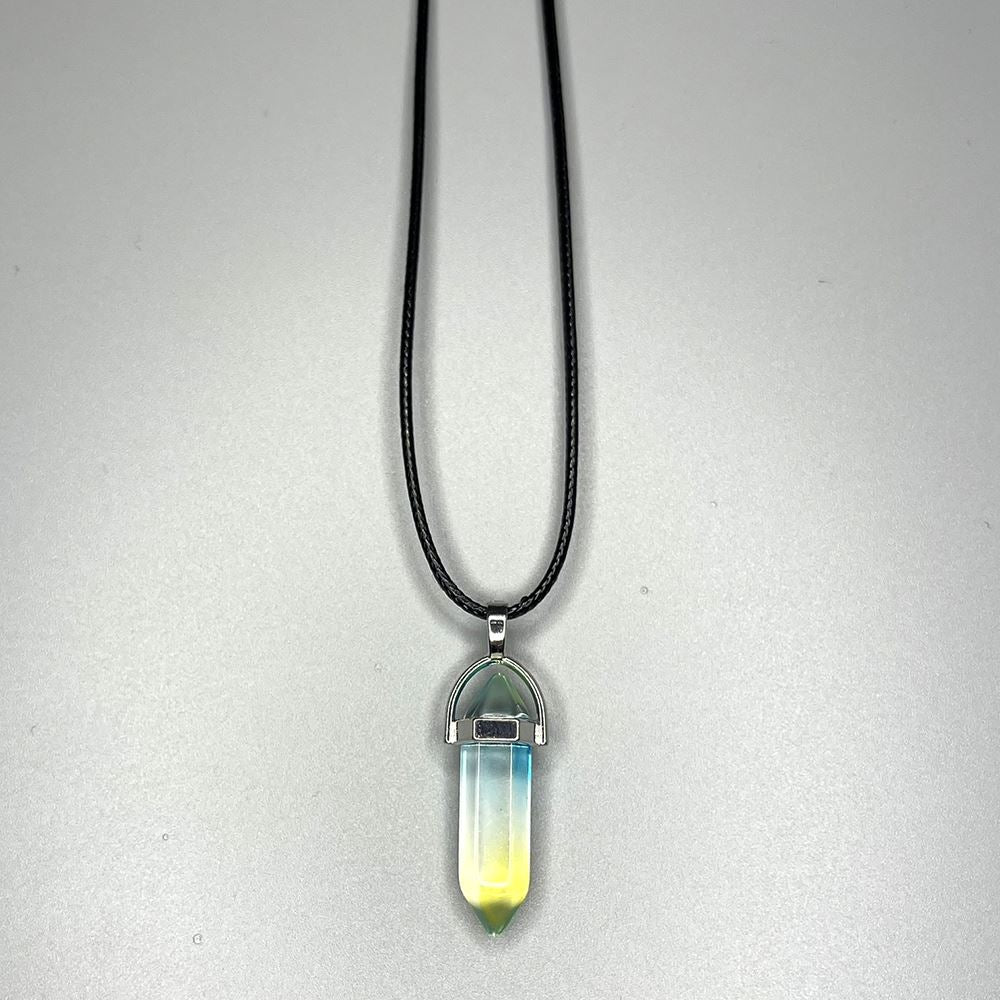 Double Point Pencil Pendant, Black String, Glass