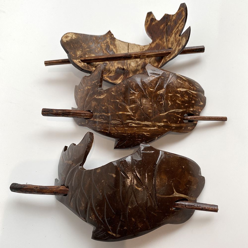 Coconut Shell Hair Pin, 8x5cm, Fish