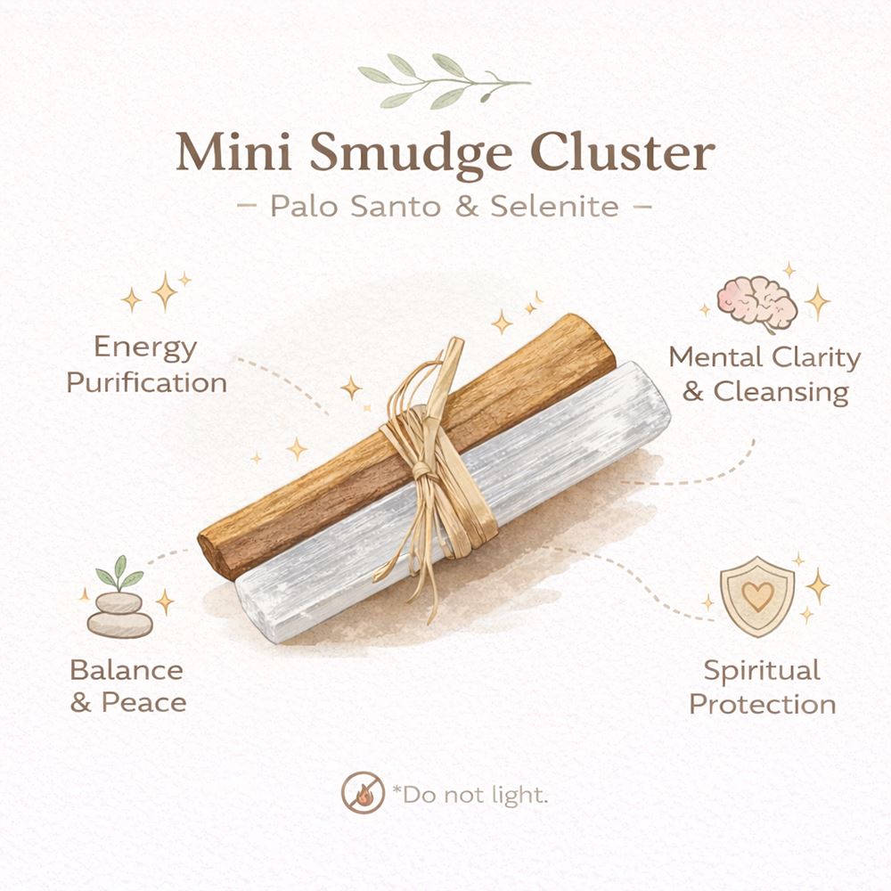 Mini Smudge Cluster, Palo Santo with Selenite 4"