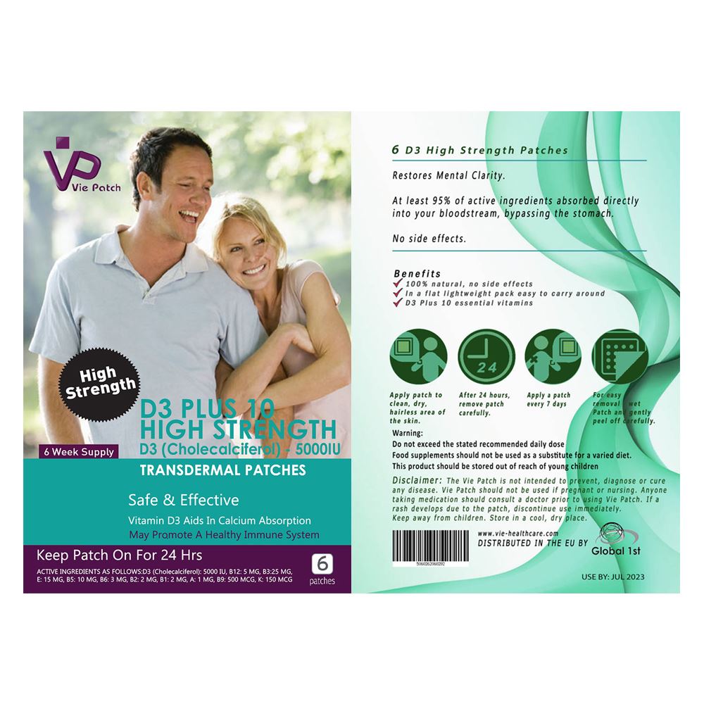 Vitamin D3 Plus 10 High Strength Patch, 6 Transdermal Patches