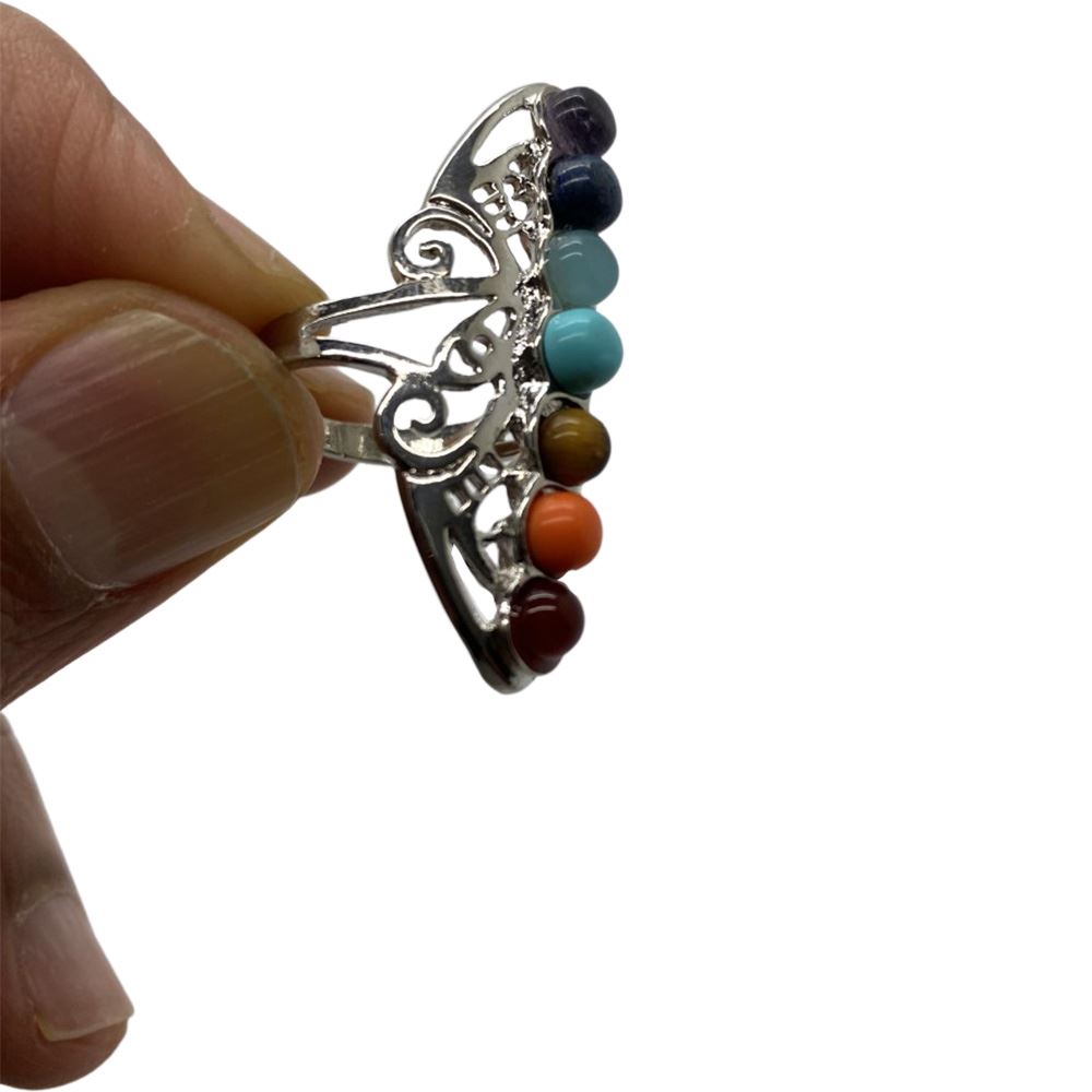 Chakra Jewelry, Brass Gemstone Ring, Size 8