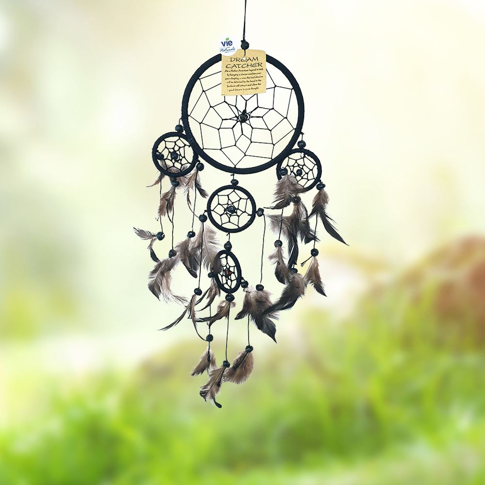 Dream Catcher, 11cm Ring with 4 Smaller Rings, Black - image 11