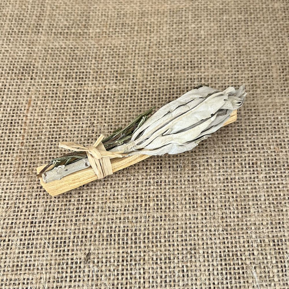 Mini Smudge Cluster, White Sage with Palo Santo and Rosemary 4"