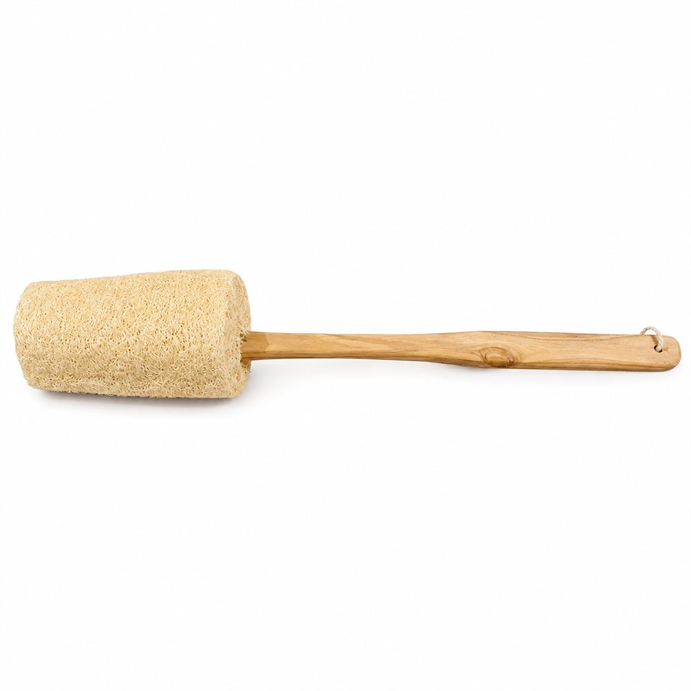Natural Loofah with Wooden Handle, Large, 44.5x9cm