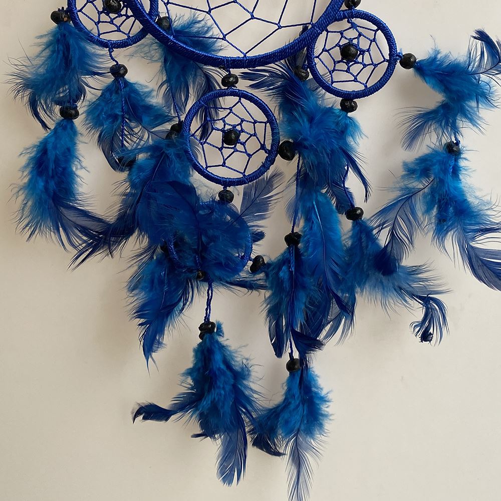 Dream Catcher, 11cm Ring with 4 Smaller Rings, Blue - image 4