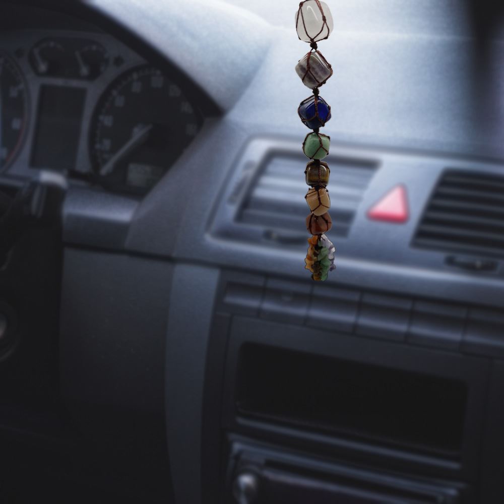 Chakra Jewelry, Mixed Stone Car Hanging Decoration, with Nylon Cord