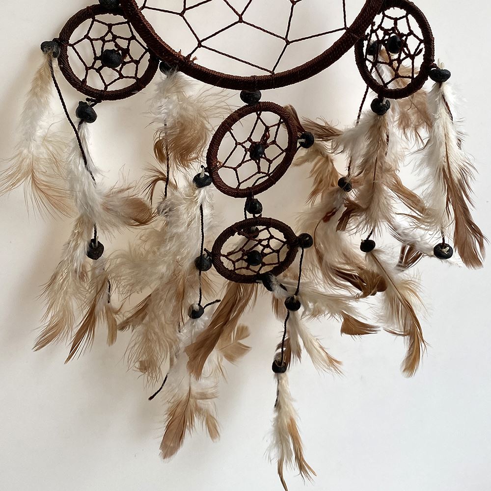 Dream Catcher, 11cm Ring with 4 Smaller Rings, Brown - image 4