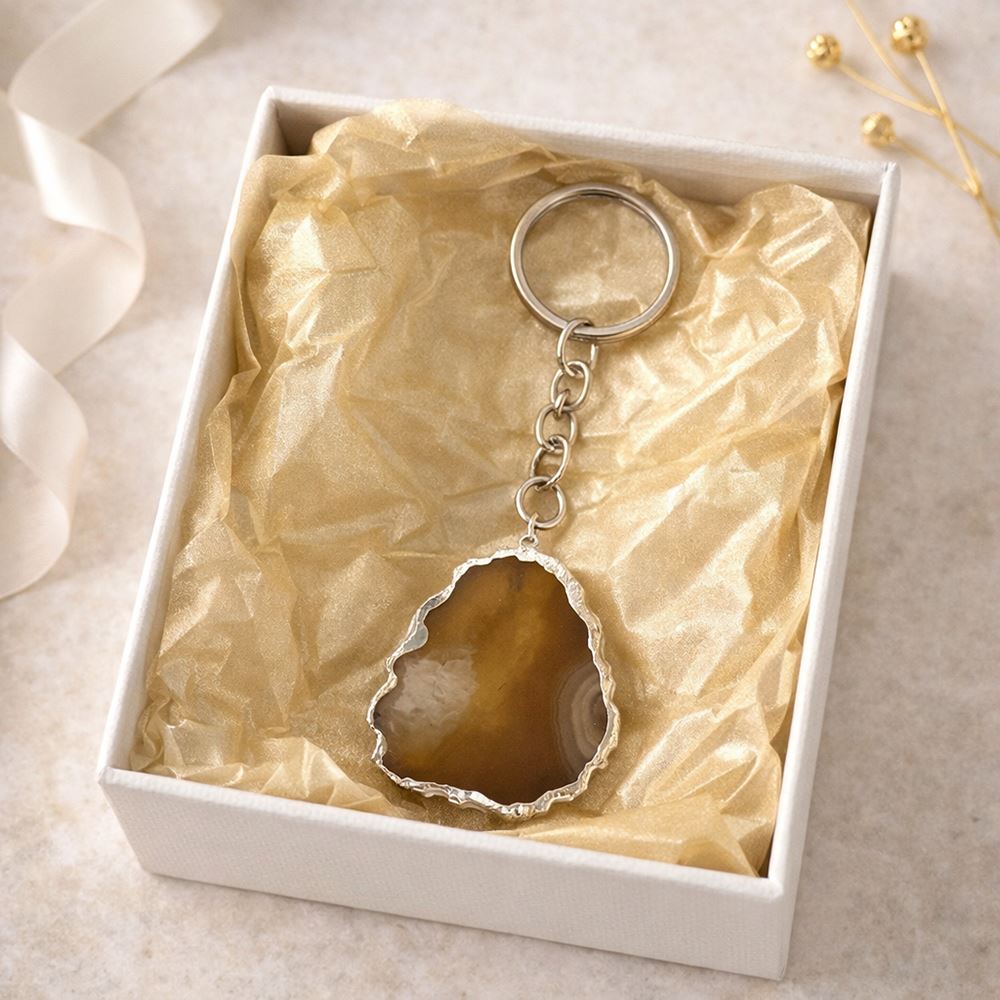 Agate Slice Keychain