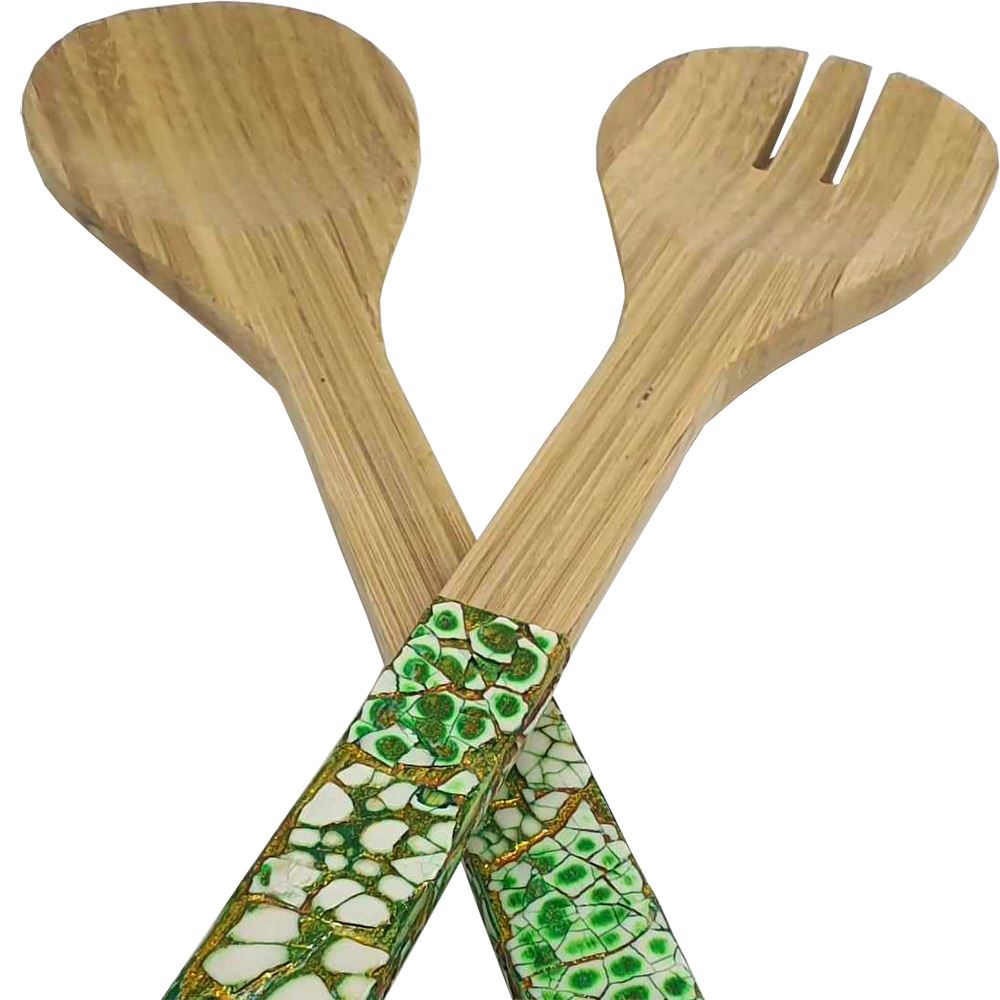 Bamboo Salad Servers, Green