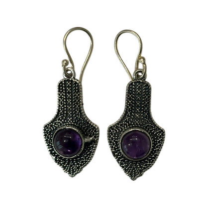 Silver-Plated Hanging Earwire Earrings (#07), 3x1.5cm