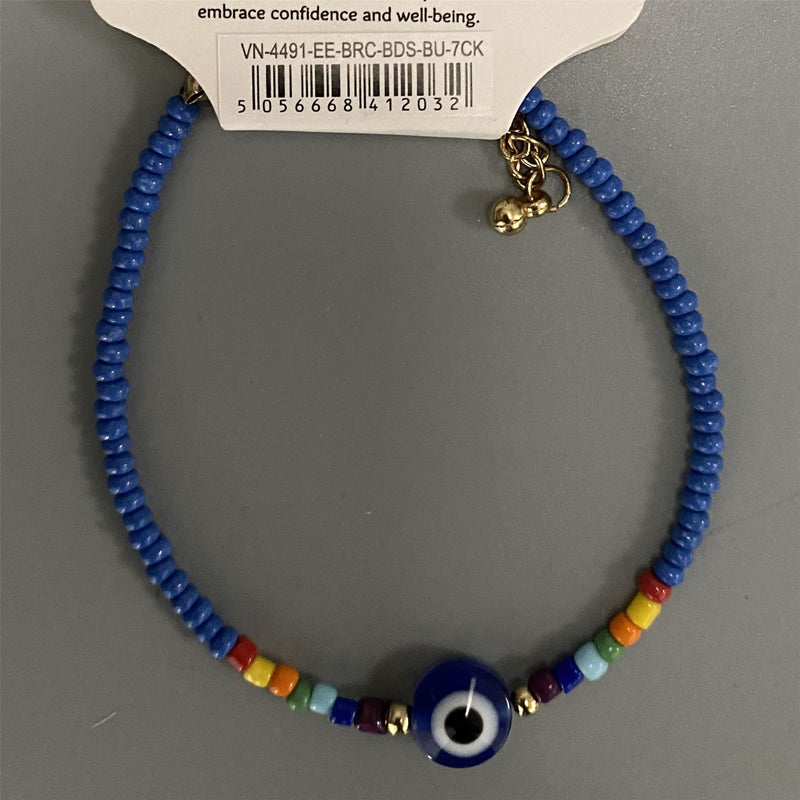 Evil Eye Bracelet, 7 Chakra Beads, (JIT)