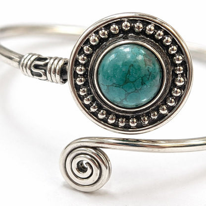 Silver-Plated Adjustable Boho Spiral Cuff Bangle - image 10