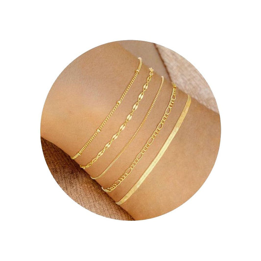 Gold-Plated Chain Bracelet Collection, 5 Styles, Sleek Design