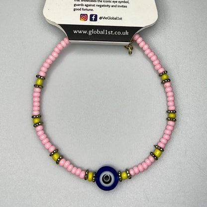 Evil Eye Bracelet, Yellow Beads, (JIT)