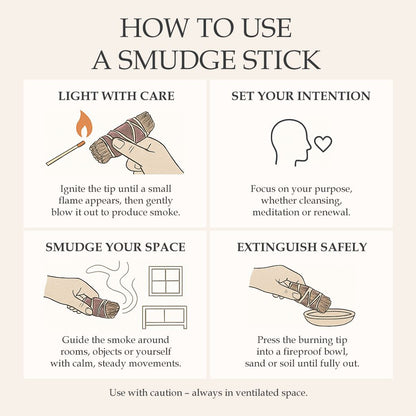 Smudge Stick, White Sage, 7 Chakra Petals and Purple Sinuata 4"