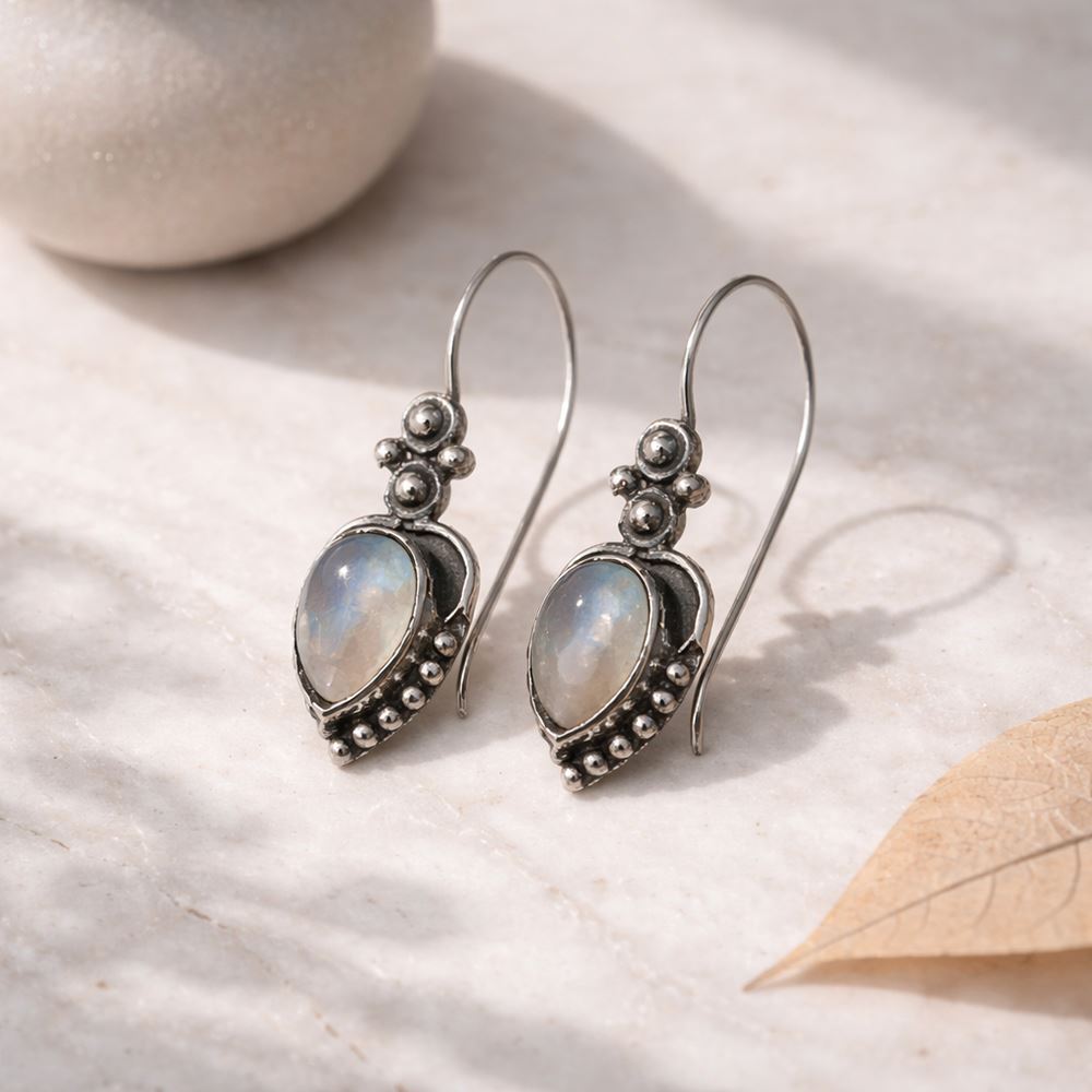 Silver-Plated Hanging Earwire Earrings (#05), 2x1cm