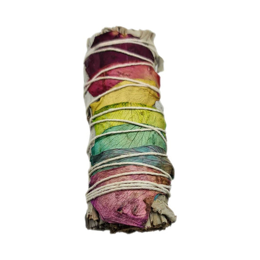 Smudge Stick, White Sage and 7 Chakra Petals 4"