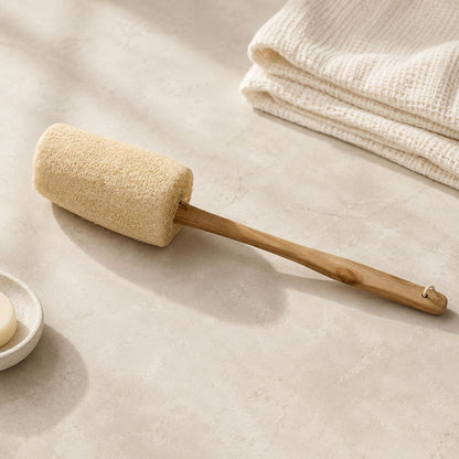Natural Loofah with Wooden Handle, Large, 44.5x9cm