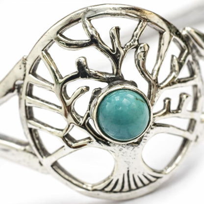 Silver-Plated Adjustable Tree of Life Cuff Bangle - image 3