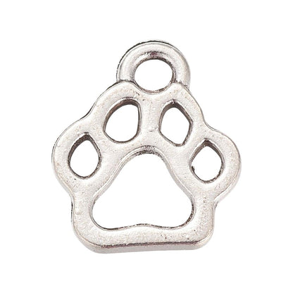 Alloy Charm, Paw Print, Antique Silver, Approx. 1.3x1.1cm, Pack of 50