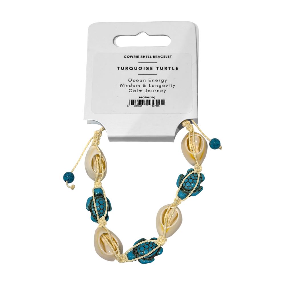 Cowrie Shell & Turquoise Turtle Bracelet