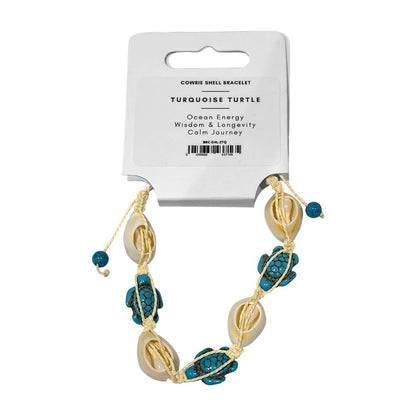 Cowrie Shell & Turquoise Turtle Bracelet
