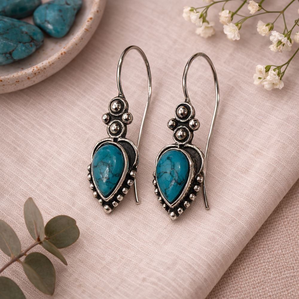 Silver-Plated Hanging Earwire Earrings (#05), 2x1cm