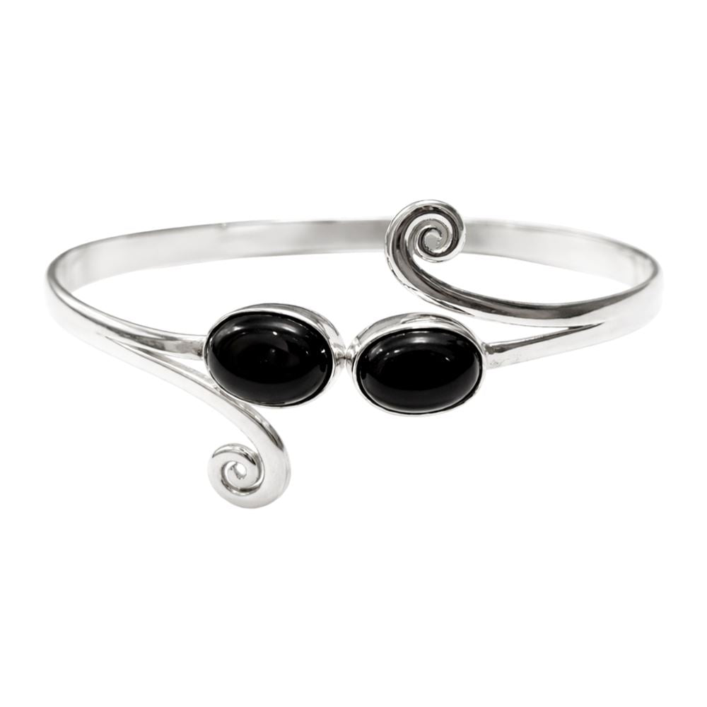 Silver-Plated Adjustable Oval Spiral Cuff Bangle - image 7